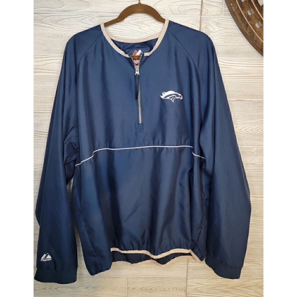 Majestic Denver Broncos Windbreaker Vintage NFL Jacket Mens SZ L Football